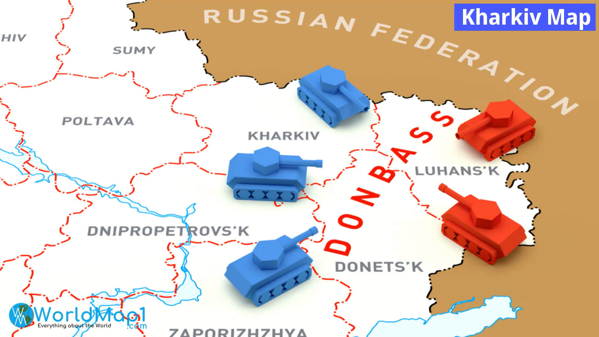 Donbass Conflict Map in Ukraine